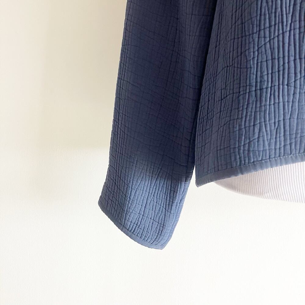 Eileen Fisher Small Jacket Rayon Silk Textured Open Blue S Minimal Minimalist - Picture 5 of 8